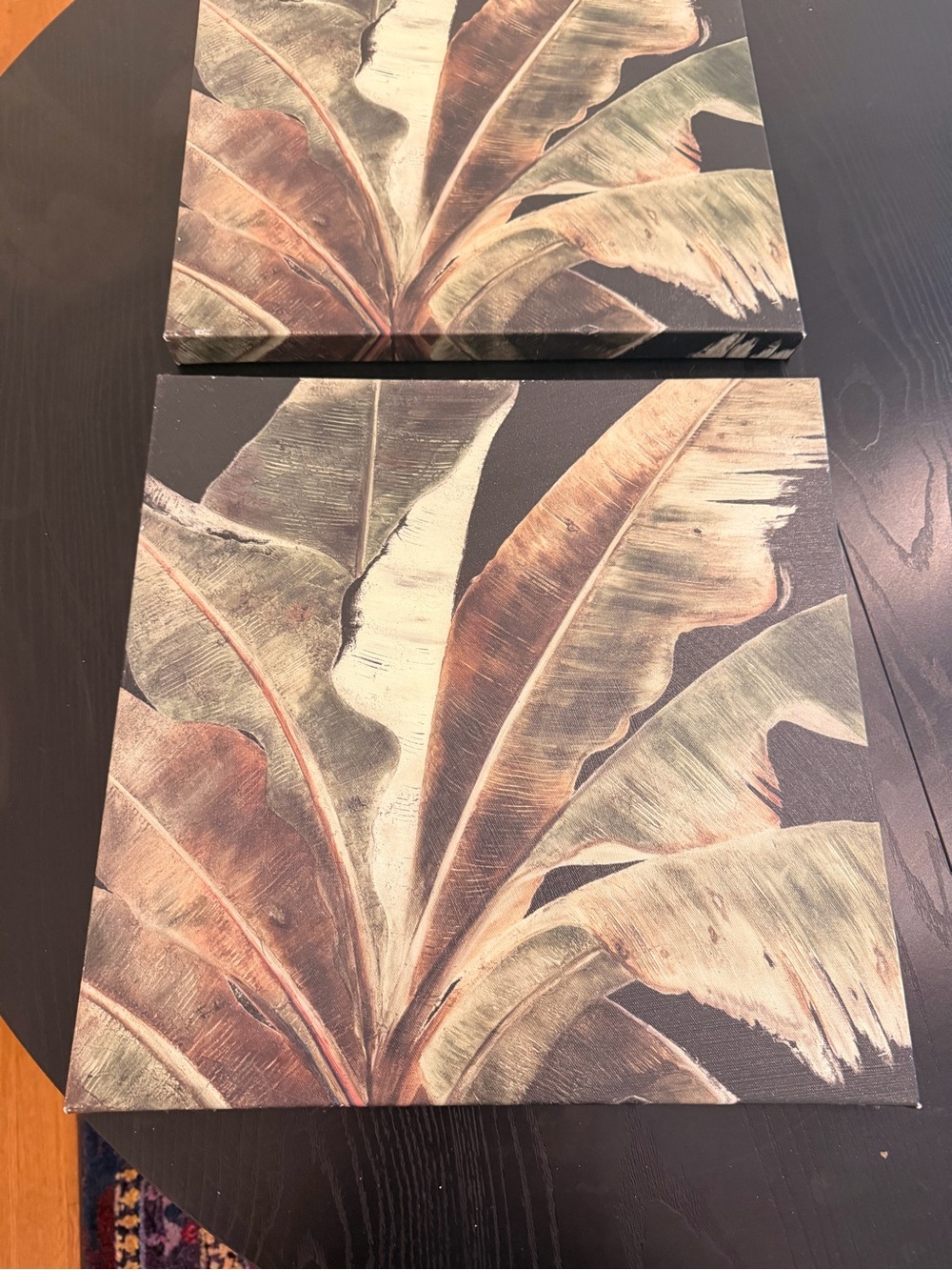 Set of 2 Tropical Leaf Canvas Wall Art Paintings